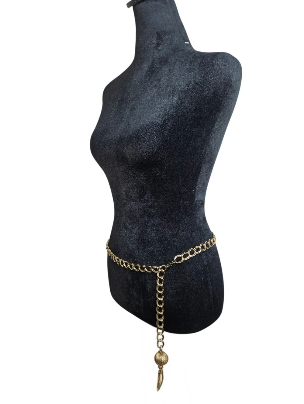 Vintage Y2K Gold Chain Link Statement Waist Belt with Tassel Charm One Size - Picture 2 of 5